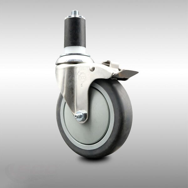 5 Inch 316SS Thermoplastic Rubber Swivel 1-5/8 Inch Stem Caster Lock Brake SCC